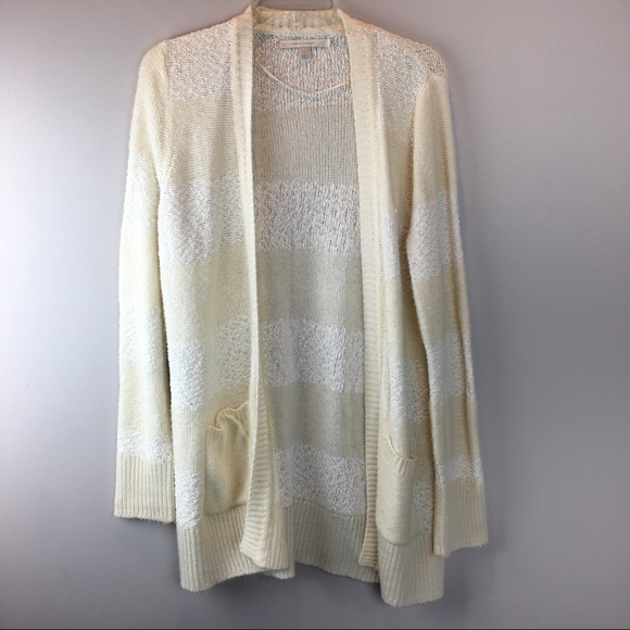 LC Lauren Conrad Sweaters - LC Lauren Conrad White Cream Long Open Cardigan